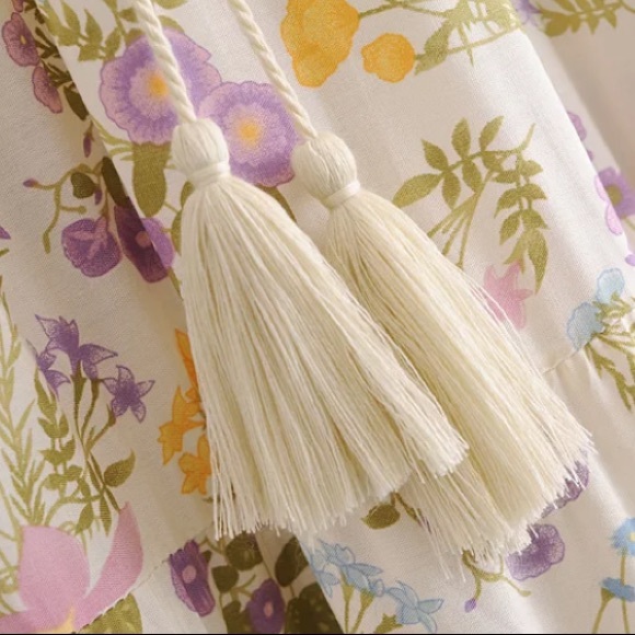 SOLD OUT Floral Bohemian Tassel Tie Pull On Casual Maxi Long Full Length Skirt - Picture 8 of 9